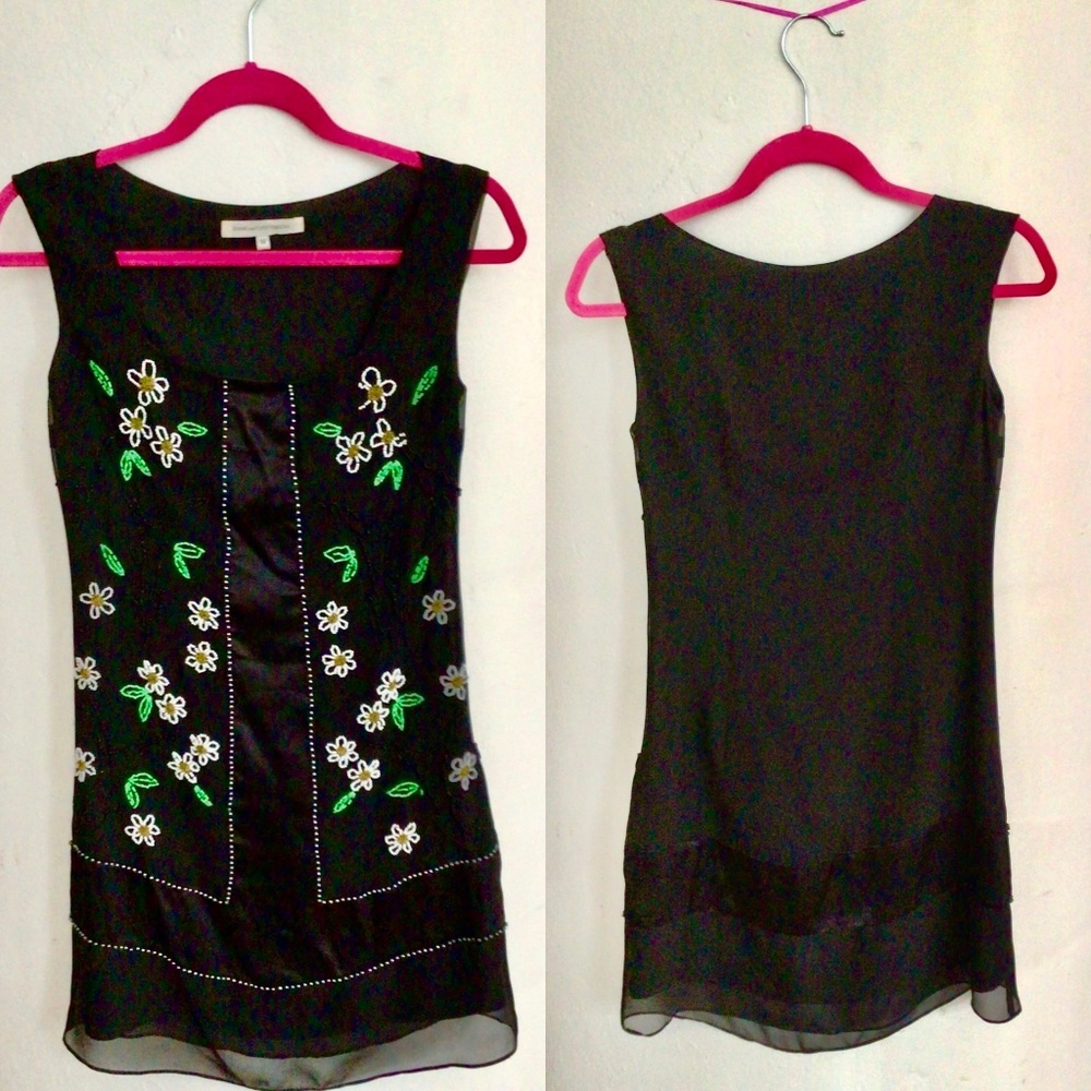 Diane Von Furstenburg Black Mini Beaded Dress